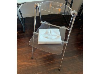 Cool Modern Clear Lucite Folding Chair &  Modern Wall Art Lip Sculpture
