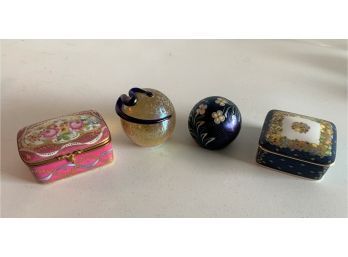 (2) Art Glass Paper Weights & (2) Limoges Boxes
