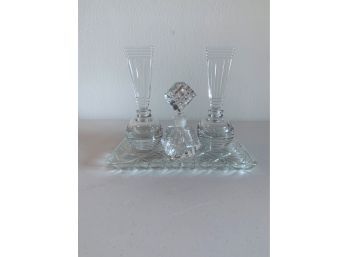 Cut Glass Perfume Bottles With Tray