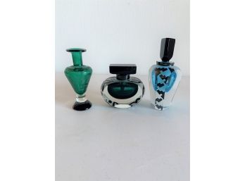 Trio Of CORREIA ART GLASS Limited Edition Perfume Bottles