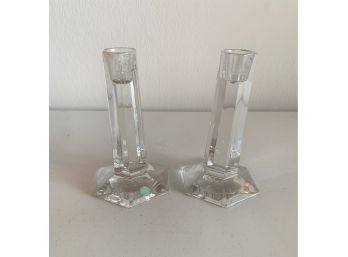 Pair Of Tiffany & Co Crystal Candle Sticks