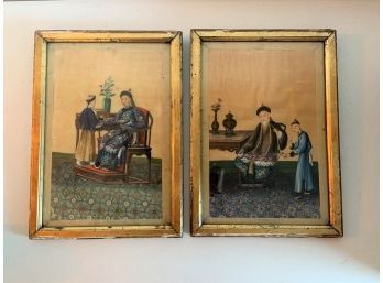 Pair Of Vintage Framed Asian Art