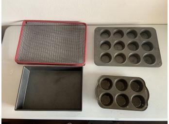 Bakers Lot-Bonjour Muffin Pan & Pedrini Muffin Pan (plus 2 Other Pieces)