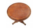 Round Side Table With Leather In Lay