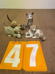 Set Of 4 Porcelain/Ceramic Cat Figurines