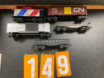 Lionel Lot Of 5 Freight Cars O Scale