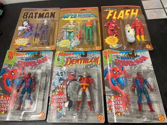 Lot Of 6 Action Figures SPIDERMAN. DEATHLOK, Flash, Joker