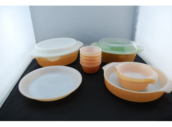 FireKing Peach Lustre Baking Dishes With RARE Piece!