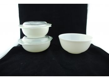 Opal White Pyrex Casseroles And Bowl