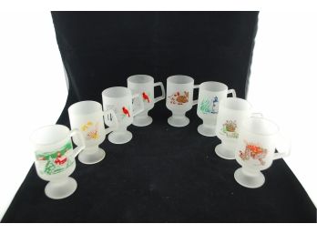Tiara Indiana Glass Frosted Footed Mugs