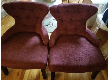Curved Fabric Hour Glass Accent Chairs (2)