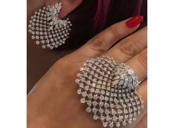 Elegant Silver Tone Fashion Jewelry Set