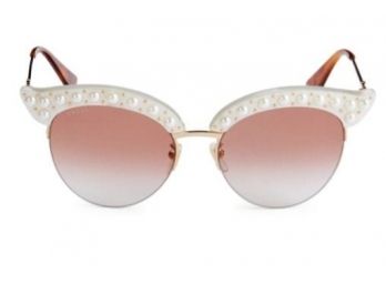Gucci Faux Pearl Cat Eye Sunglasses (Retail $900)