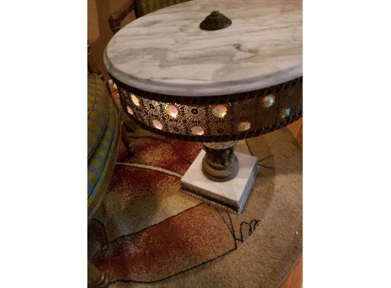 Vintage Lighted Marble Top Table
