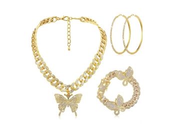 Elegant 3 Piece  Buttefly Jewelry Set