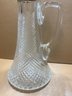 Vintage Diamond Clear Cut Glass Decanter Water Pitcher