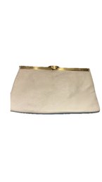 Vintage Etra White Leather Clutch Purse With Chain Strap