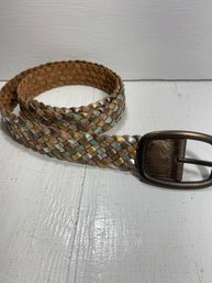 Multi Colored Floral Woven Braided Fossil Brand Belt Size Large