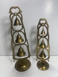 Set Of 2 Brass Bell Stands