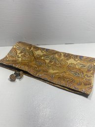 New Brown Paisley Kerchief With Matching Cuff Links
