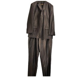 Mens Lineage Milan- New York Dark Brown Two Piece Suit Size 48 R