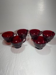 Set Of 6 Ruby Red Coffee / Tea Cups