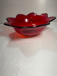 Ruby Red Glass Decorative Candy Dish  Bowl