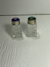 Miniature Clear Cut Glass Salt And Pepper Shakers