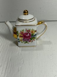 Miniature Victoria's Garden Floral Teapot With Golden Accents