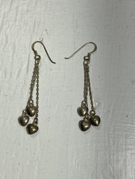 .925 Silver Dangle Heart Earrings