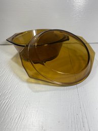 Arcopal France Amber Colored Glass Bowl Dish With Lid