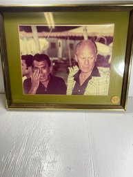 Original Photograph Of Former President Gerald Ford And Dennis James In Wooden Frame 1970's
