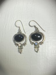 Set Of Obsidian Dangle Earrings