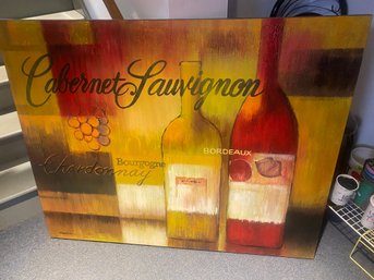 Large Canvas Wine Bottle Textured Wall Hanging ' Maurice' Signed Chardonnay,cabernet