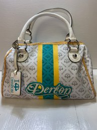 Dereon Signature White/ Yellow/ Teal Handbag Purse