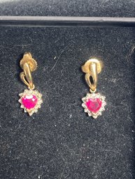 Set Of 14K Gold Dangle Heart Earrings