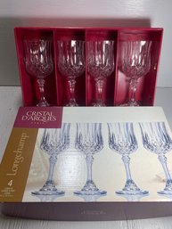 Set Of 4 Longchamp Cristal D' Arques Crystal Goblet Glasses