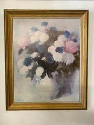 Blue And White Daises R Colao Museum Print Edition With Wooden Frame