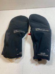 Sabena's Guidewear Windstopper Gore Tex XL Black Fingerless Gloves With Mitten Flap