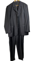 Cezar Del Prado 2 Piece Black Pinstripe Suit 46L/41L