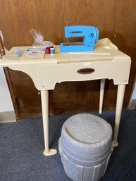 Vintage 1960's Marx Sew- Big Kid's Sewing Machine Table With Chair