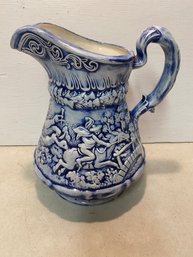 Vintage Blue And White Porcelain Basin Pitcher Marked A.S