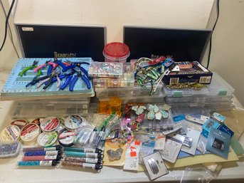 Huge Beading Lot Jewelry Making Lots NWT Wire, Beads, Pliers, Trays, And Much More