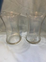 Set Of 2 Wide Mouth Glass Vases 8' Tall