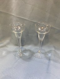 Set Of 2 Crystal 6.25' Candlestick Holders