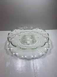 Vintage Indiana Glass Teardrop Scalloped Cake Stand Tray