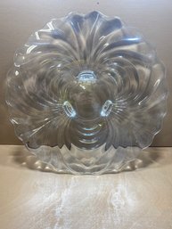 Glass Swirled Footed Serving Cake Stand Tray