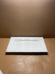 White Decorative Serving Tray Marked ' Cat'