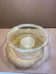 Vintage Federal Glass Amber/yellow Depression Glass Patrician Spoke Large Bowl