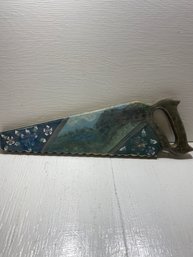 Wooden Handsaw Painted Decor Piece